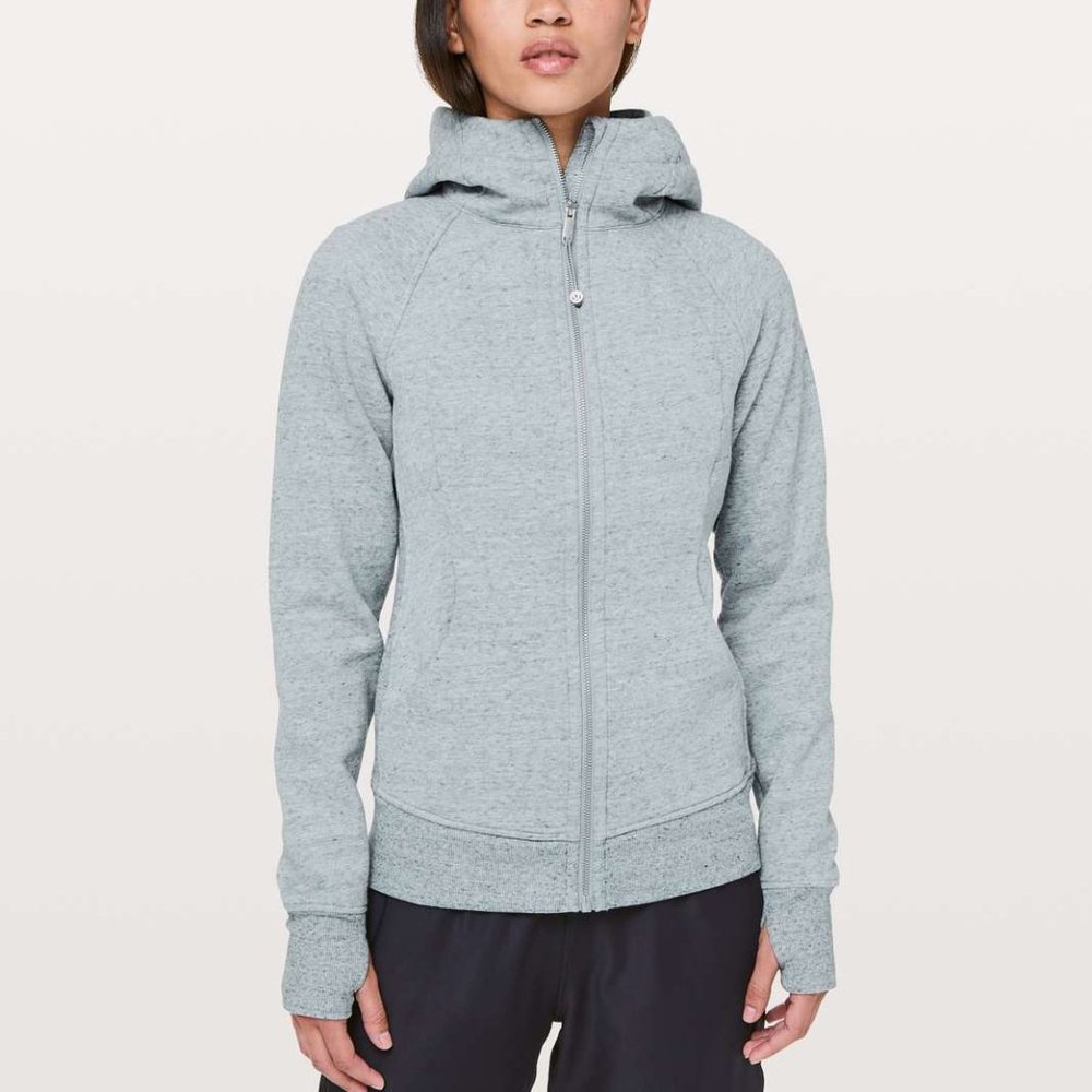 Lululemon Scuba Hoodie *Light Cotton Fleece Heathered Silver Lake Slub Size 8